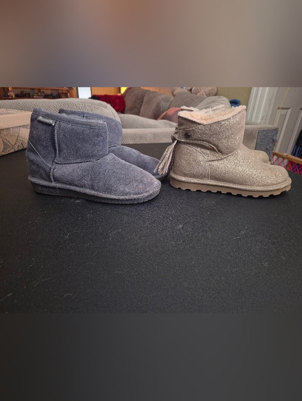 Unworn BEARPAW Boot Bundle: Suede Mini & Natalia Glitter 7